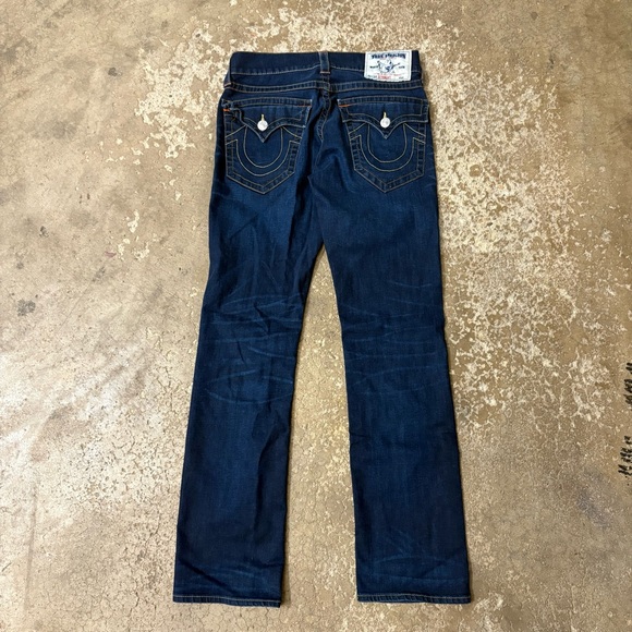 Y2K True Religion Blue Denim Section Straight Blue Jeans 31 X 33 Dark Wash - Picture 1 of 7